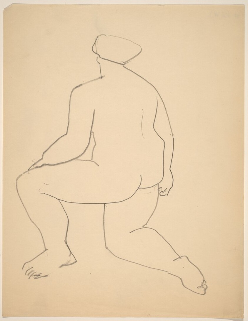 Nude Resting on One Knee, Seen from the Back