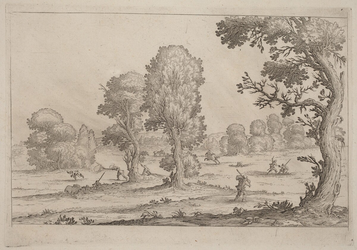 Men Fighting in a Landscape
