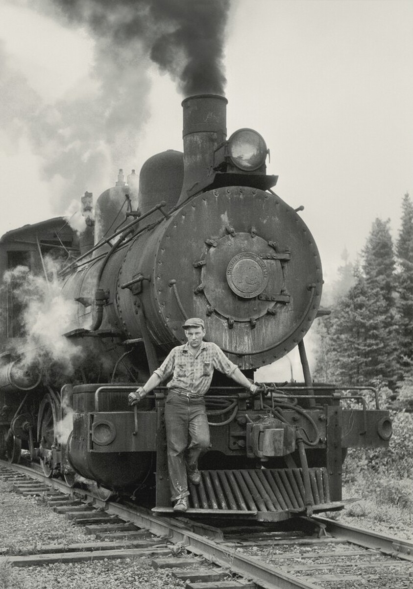 759, Old Sydney Collieries Railway, Brakeman on Pilot Beam of Locomotive Number 18, 0-6-0 Type, Cape Breton Island, Nova Scotia
