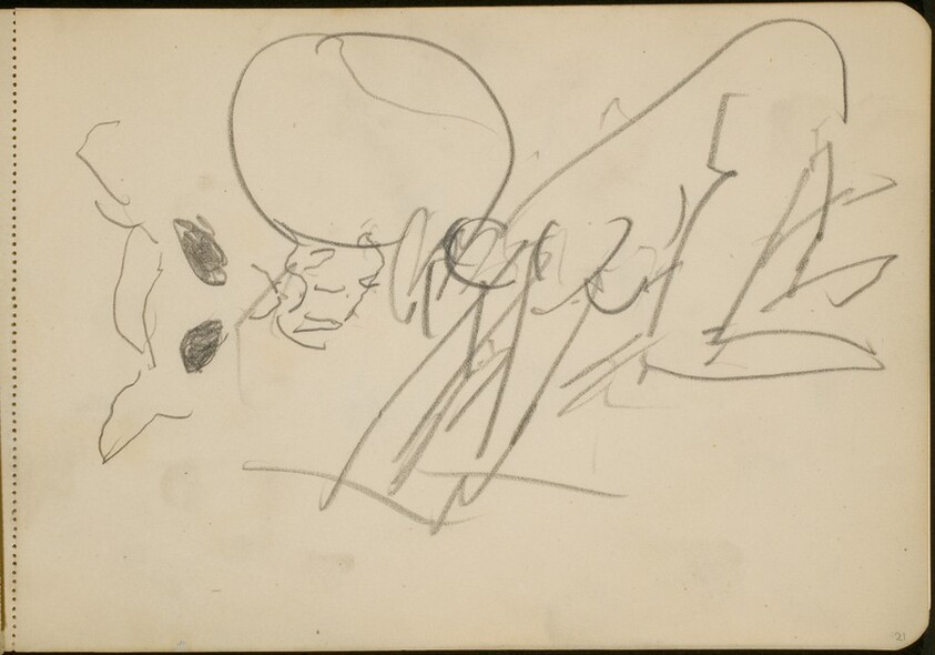 Skizze einer Figur und einer Katze (Sketches with Figure and Cat) [p. 21]