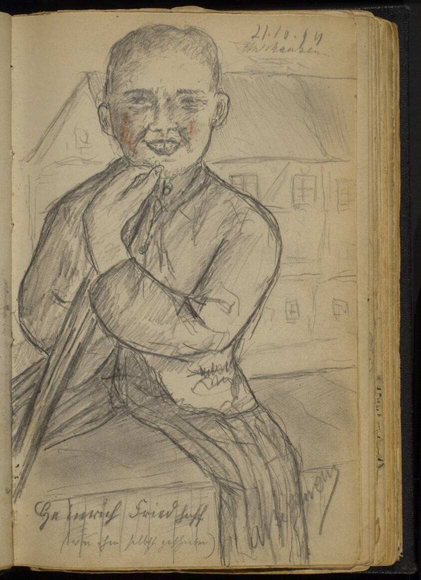 Young Man Smiling, Seated before a Building