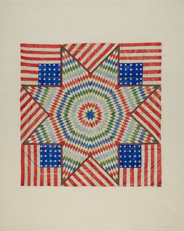 Star and Flag Design Quilt