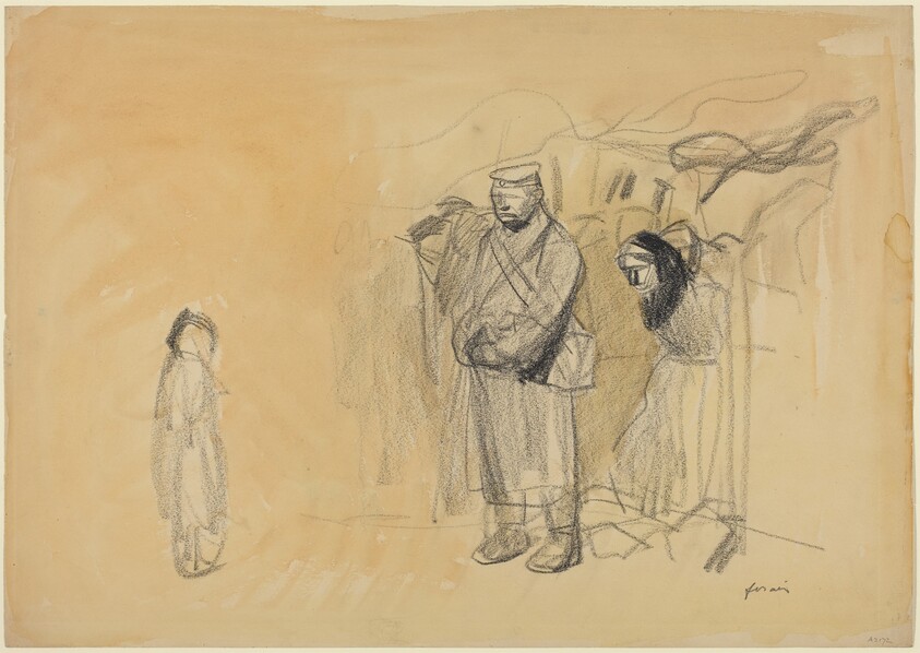 a) German Soldiers and French Child (recto); b) Woman and Child (verso)
