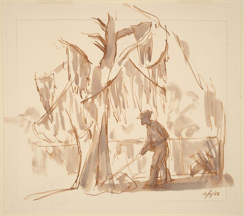 Man and Tree and Lake