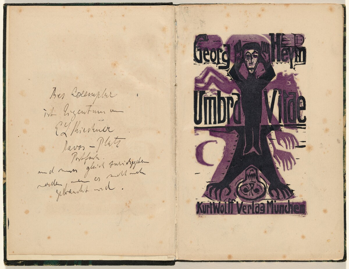 Titelblatt (title page) from mock-up of Georg Heym: Umbra Vitae (Georg Heym: Shadow of Life)