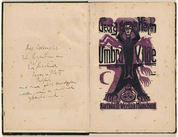 Titelblatt (title page) from mock-up of Georg Heym: Umbra Vitae (Georg Heym: Shadow of Life)