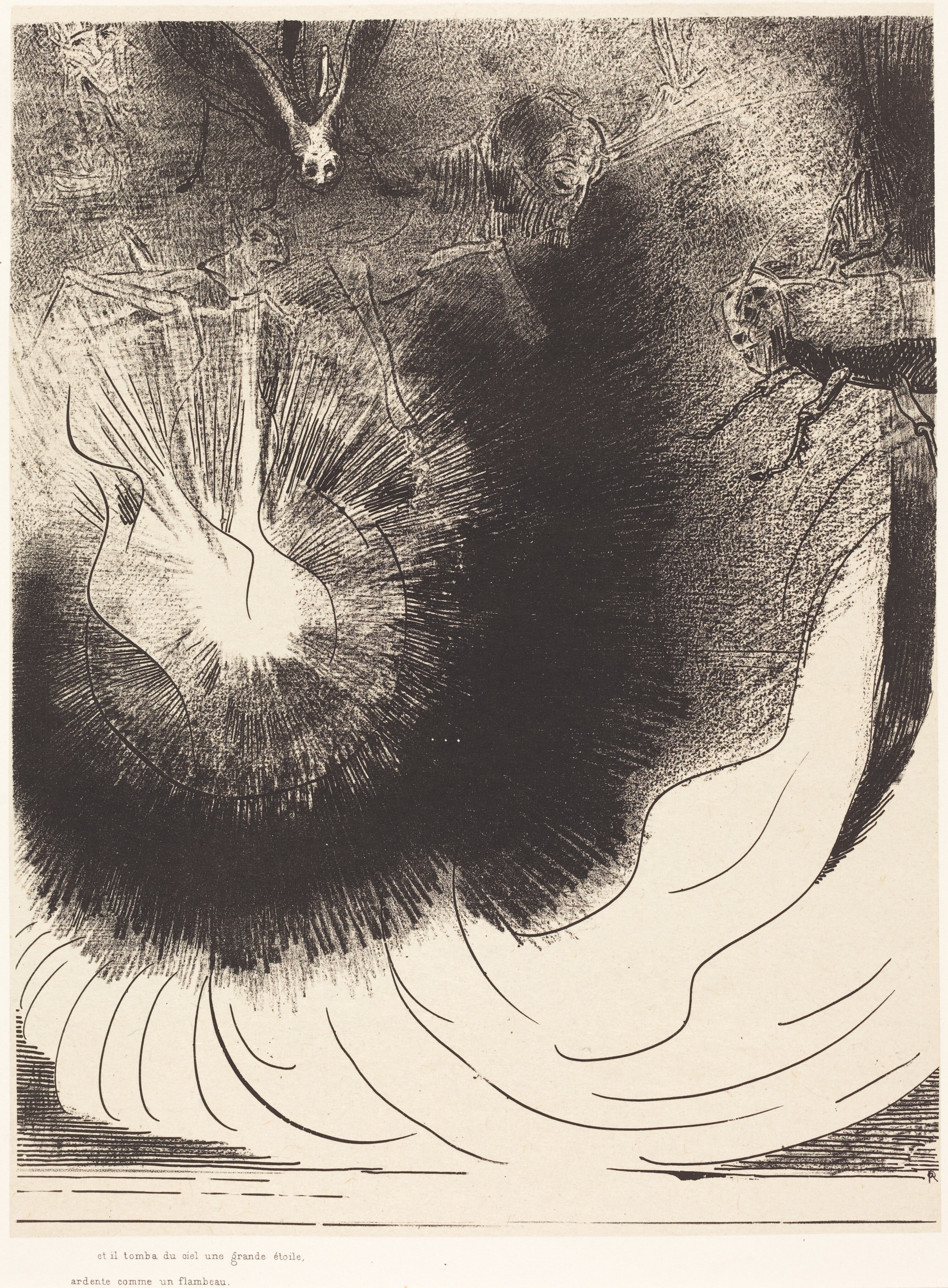Redon、FLEURS DANS UN VASE BRUN、希少画集画 Flowers in a Vase by Odilon Redon