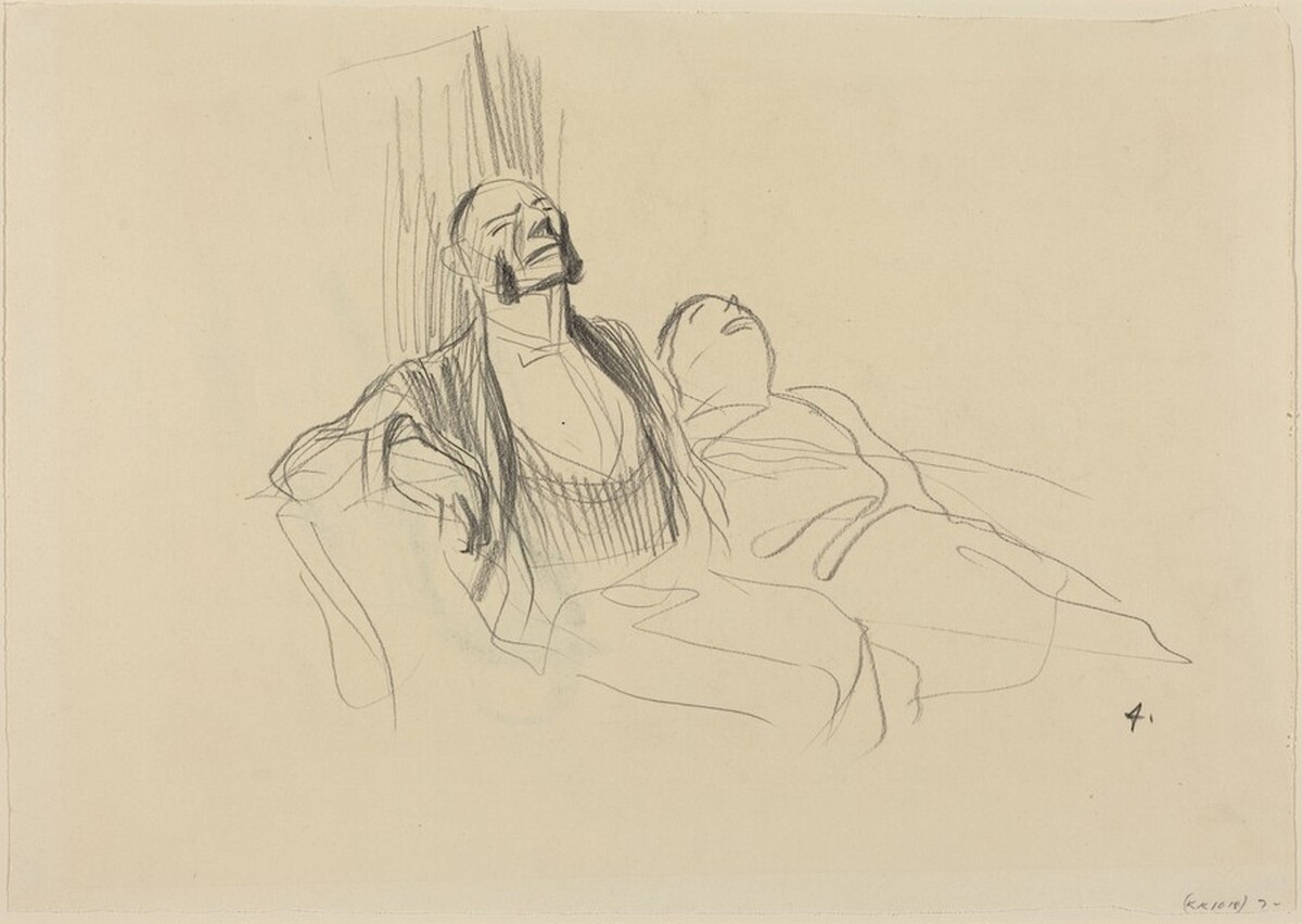 a) Butler and Maid Resting (recto); b) Study of a Man Carrying a Package (verso)