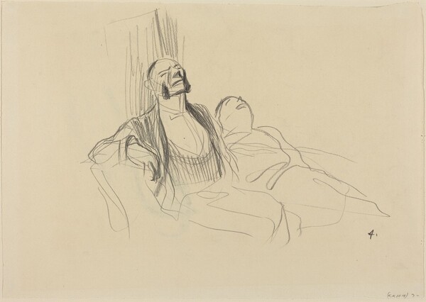 a) Butler and Maid Resting (recto); b) Study of a Man Carrying a Package (verso)