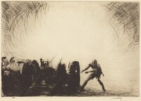 Zero - A Sixty-five Pounder Opening Fire, James McBey, 1920