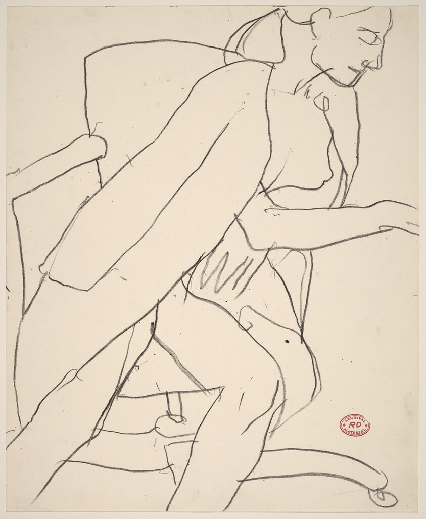 Untitled [seated nude with coat draped over her shoulders]