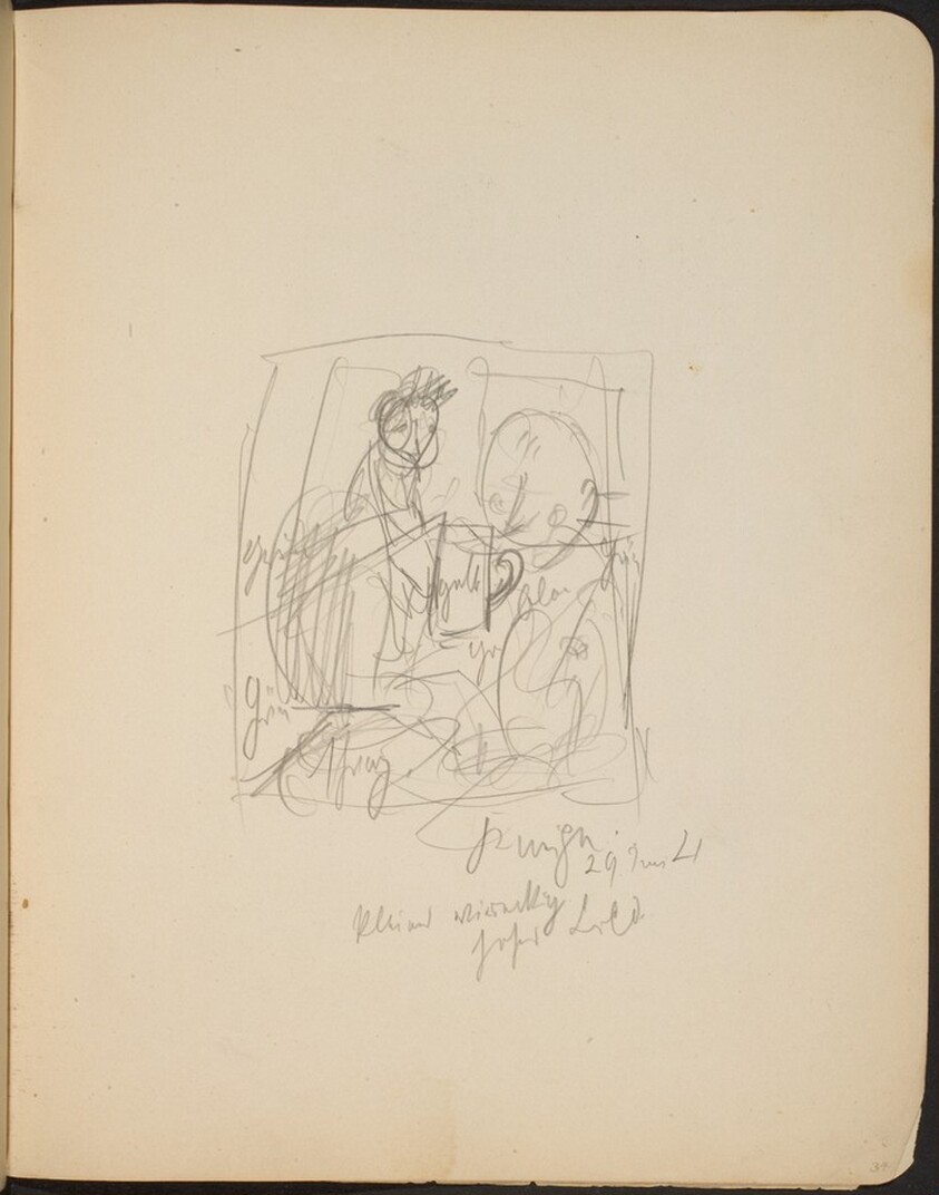 Mehrfigurige Skizze in Kneipe, Bezeichnung (Group Scene in Pub with Inscriptions) [p. 37]