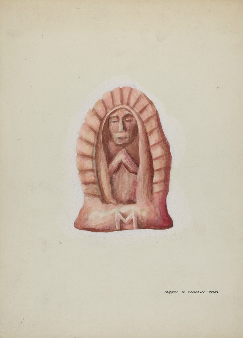 Small Statue of Guadalupe Cut in Stone