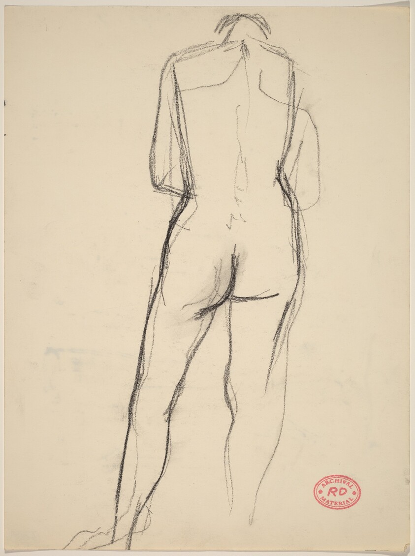 Untitled [back view of standing nude looking down]