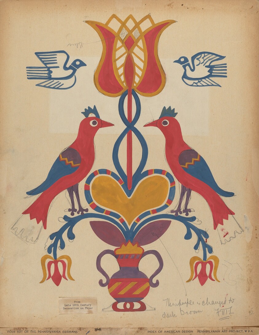 Drawing for Plate 15: From the Portfolio "Folk Art of Rural Pennsylvania"