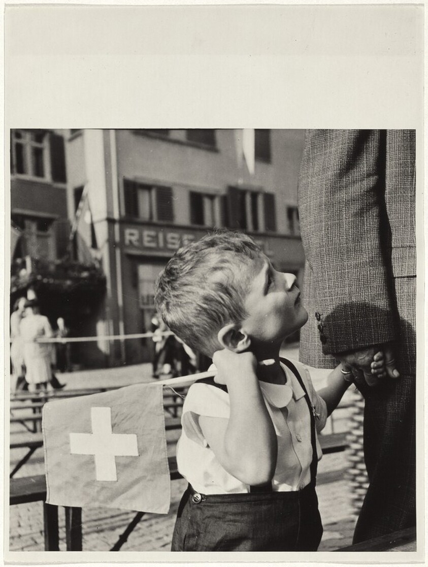 Boy holding flag on national holiday