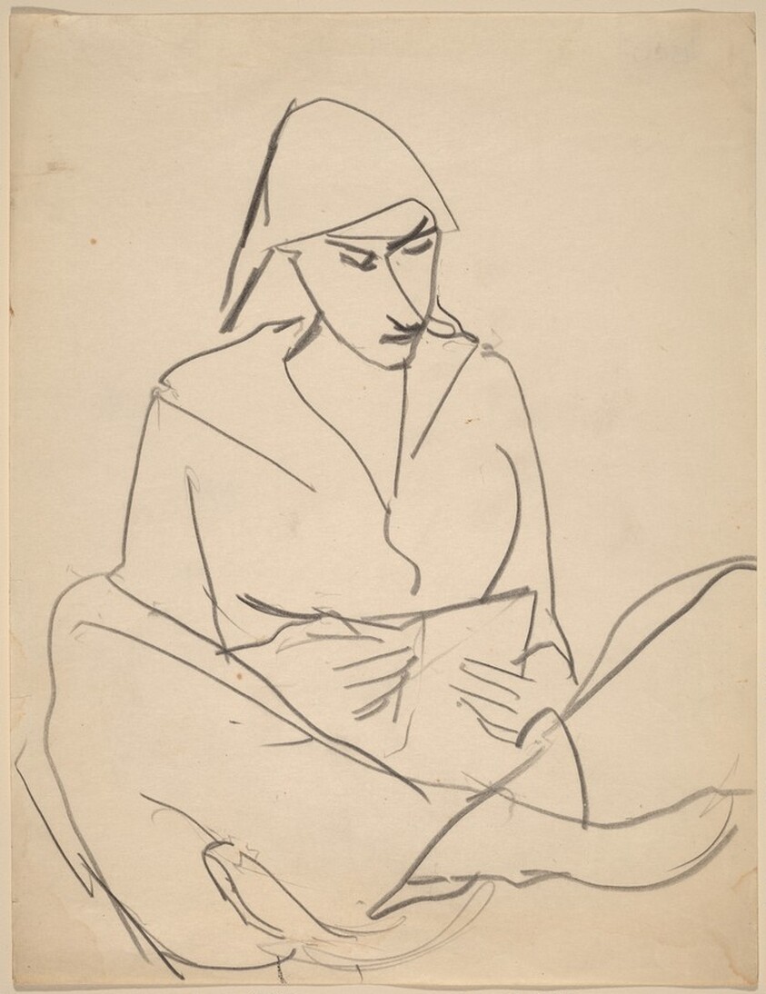 Woman Seated with Legs Crossed, Reading