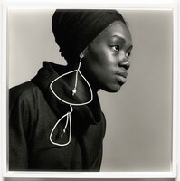 Untitled (Nomsa Brath with earrings designed by Carolee Prince), Kwame Brathwaite, 1964, printed 2023