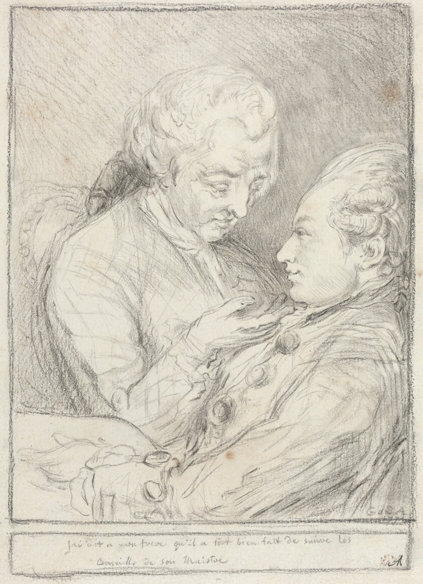 Portrait of the Artist with His Younger Brother, Augustin Saint-Aubin