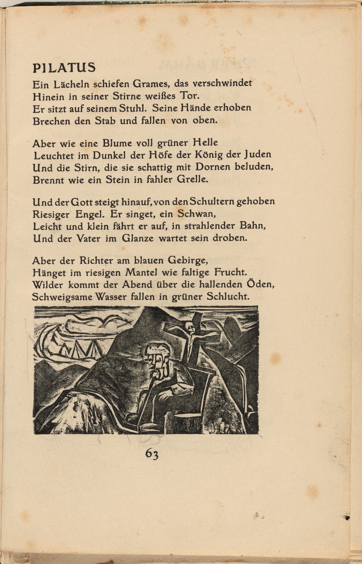 Pilatus (Pilate) (in-text plate) from mock-up of Georg Heym: Umbra Vitae (Georg Heym: Shadow of Life)