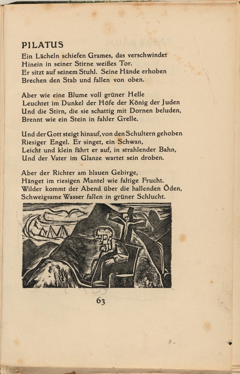 Pilatus (Pilate) (in-text plate) from mock-up of Georg Heym: Umbra Vitae (Georg Heym: Shadow of Life)