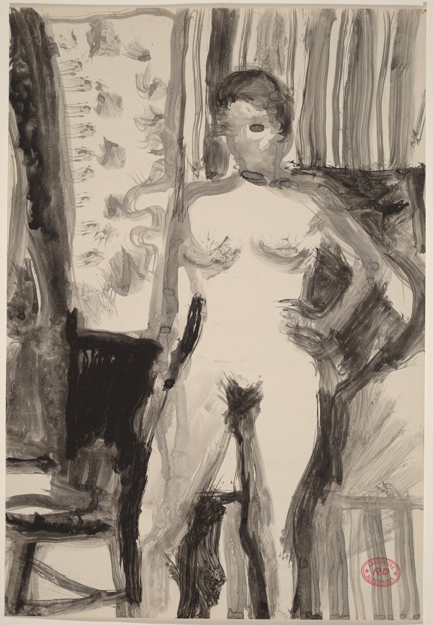 Untitled [interior with standing female nude]