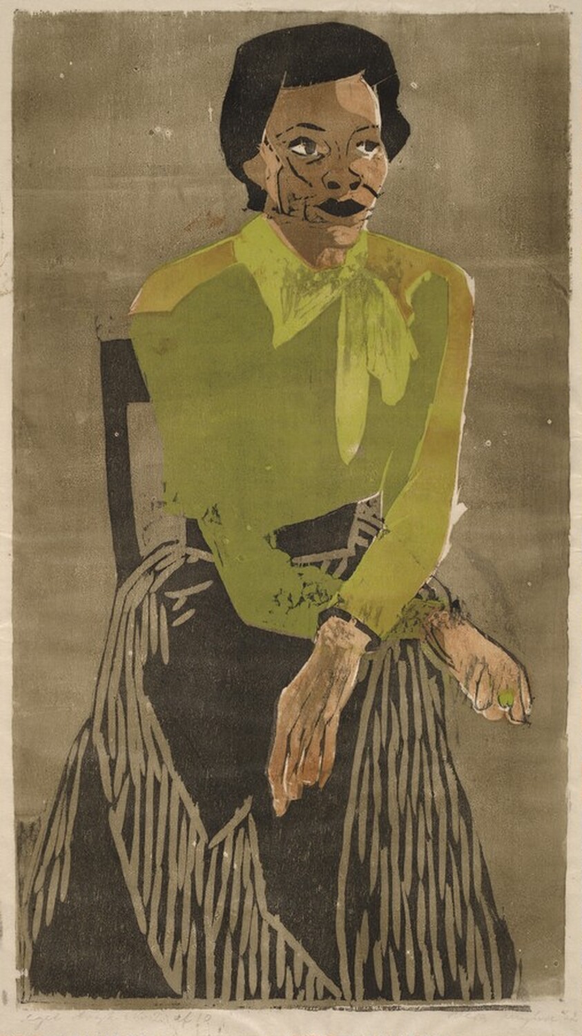 Woman in a Green Blouse, Seated