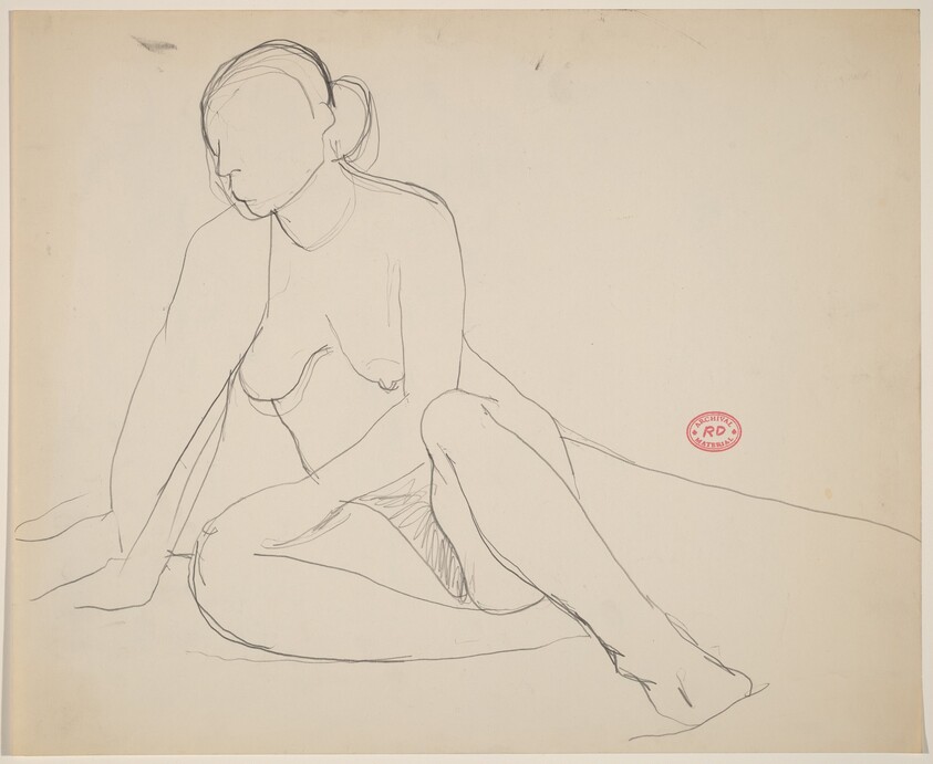 Untitled [seated nude leaning on her right arm]