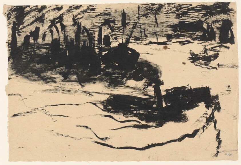 Hamburg Harbor with a Tugboat