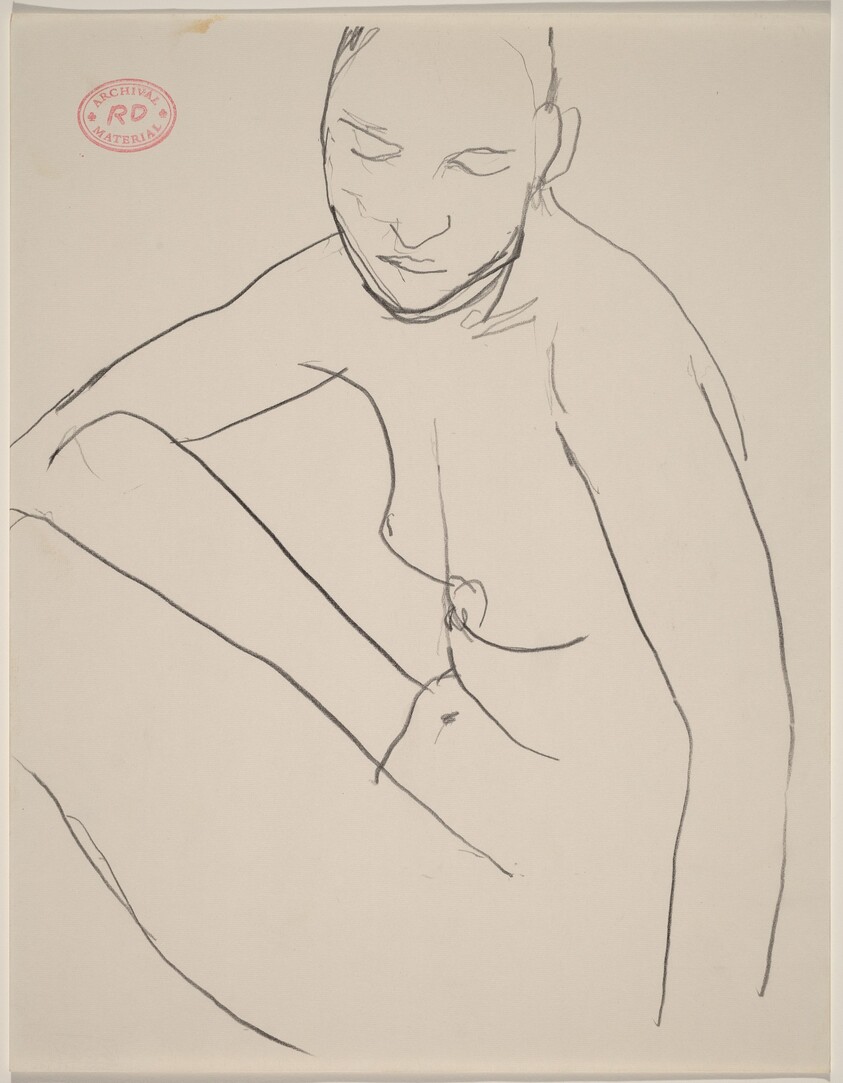 Untitled [female nude seated and looking down]