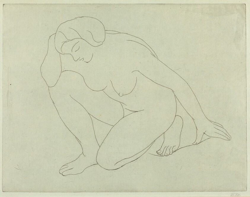 Woman Kneeling on Her Left Knee with Elbow onthe Right Knee (Femme agenouilee sur le genou gauche, le coude sur le genou droit)