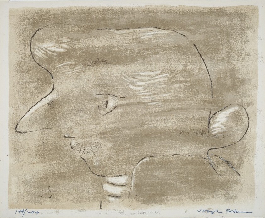 Untitled (Mozart Profile to Viewer's Left - on Greenish-Silver Background)