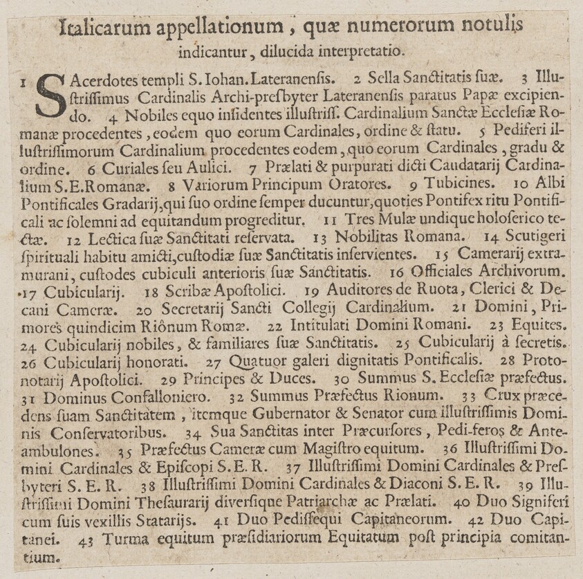 Latin captions to 'La Calvacatura con le sue Cerimonie'