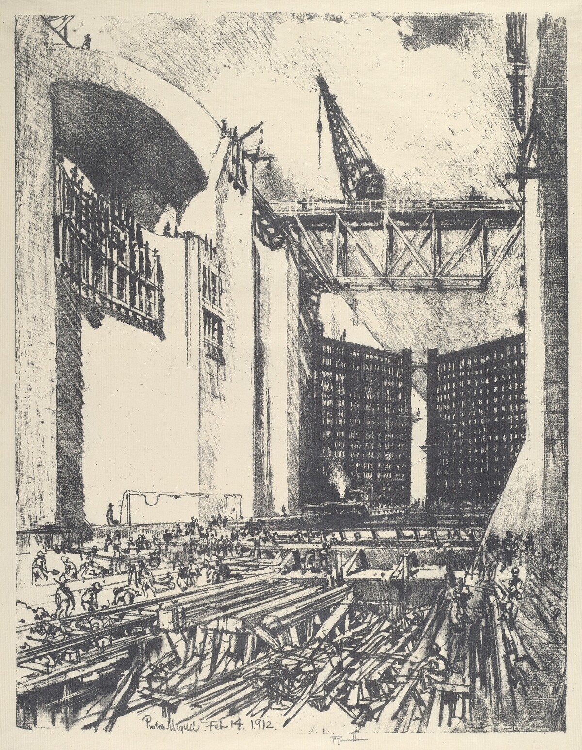 Laying the Floor of Pedro Muguel Lock