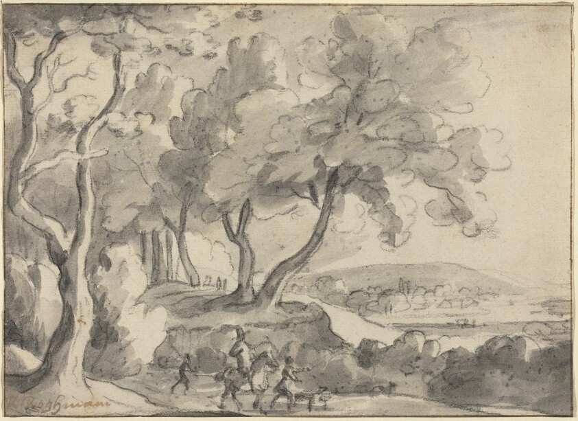 Horseman and Attendants at the Edge of a Wood