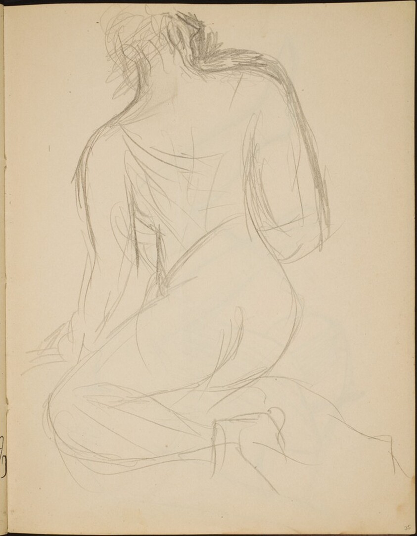 Hockender Akt in Rückenansicht (Kneeling Woman from Behind) [p. 35]