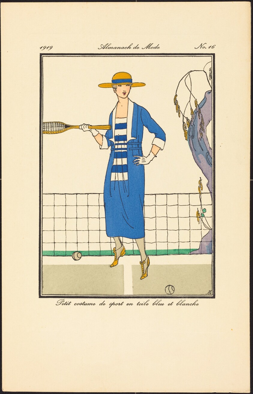 Petit costume de sport en toile bleu et blanche