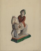 Pa. German Chalkware Woman on Horse, Mina Lowry, c. 1936
