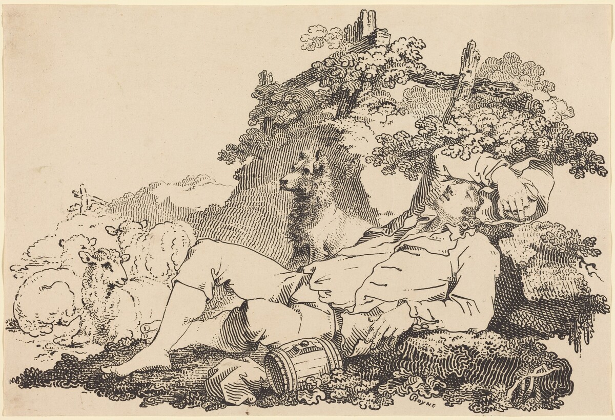 Shepherd with Dog and Sheep