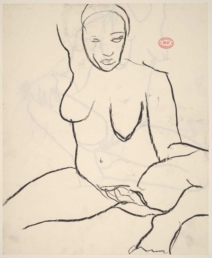 Untitled [seated female nude with raised right arm] [recto]