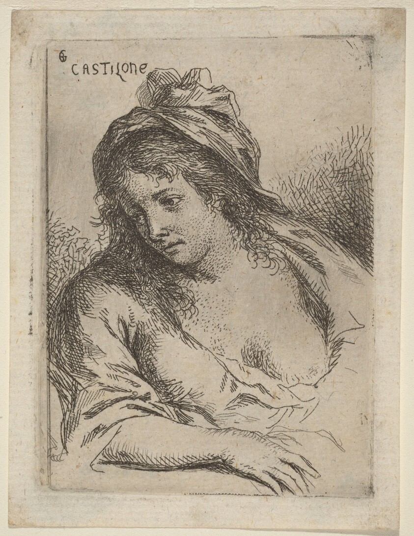 Half-Length Figure of a Woman Looking Sideward
