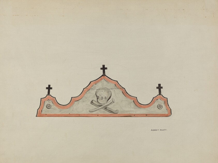 Lintel, over Cemetery Gateway