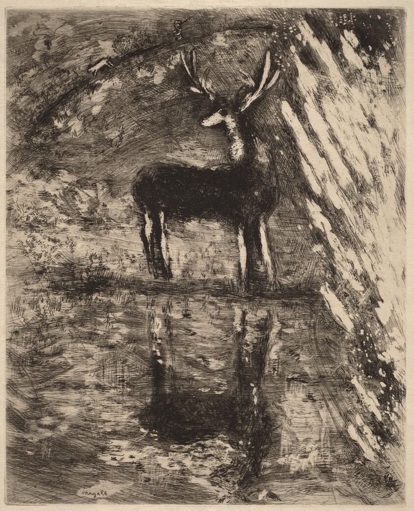 The Stag Viewing Himself in the Stream