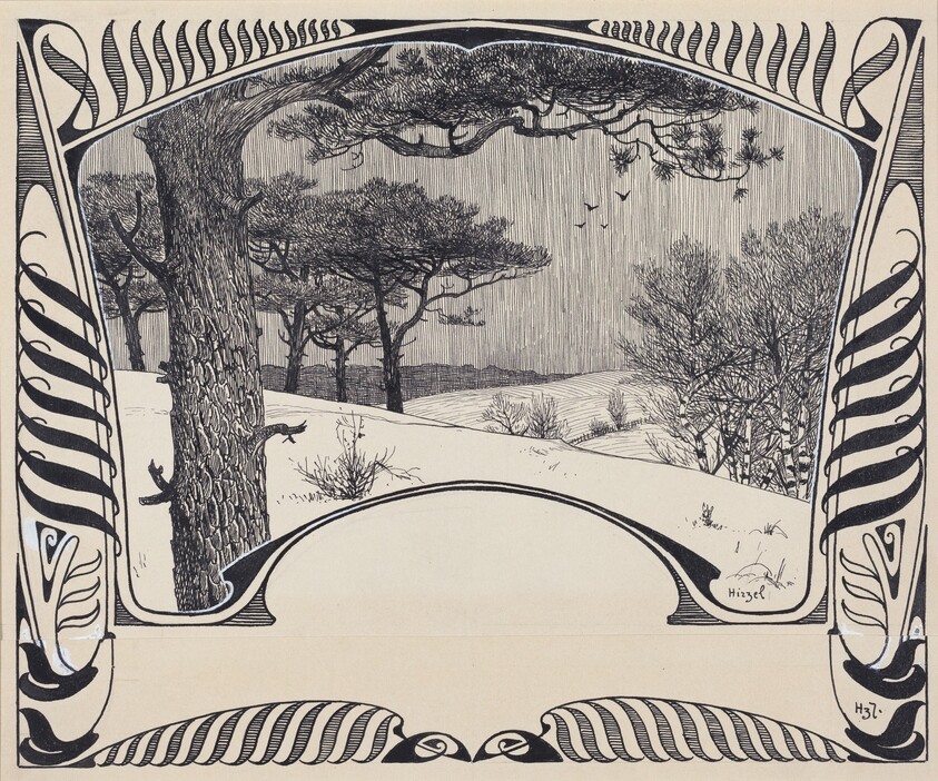 A Winter Landscape Within a Jugendstil Border