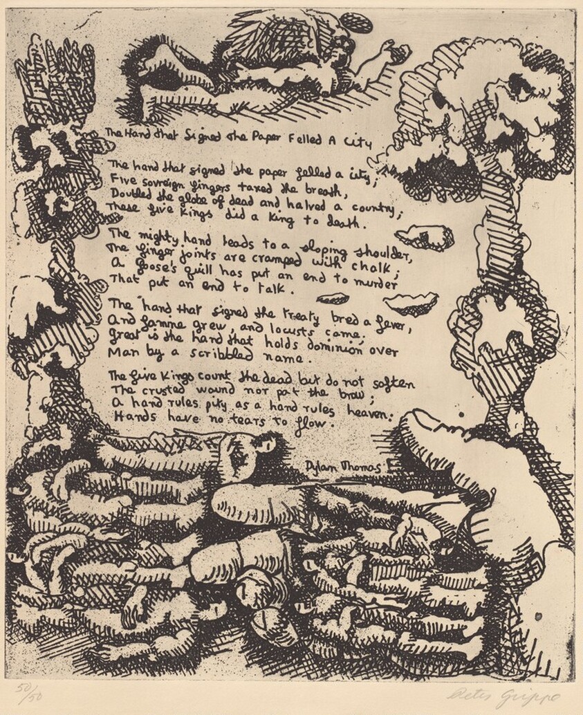 The Hand that Signed the Paper Felled a City from 21 Etchings and Poems