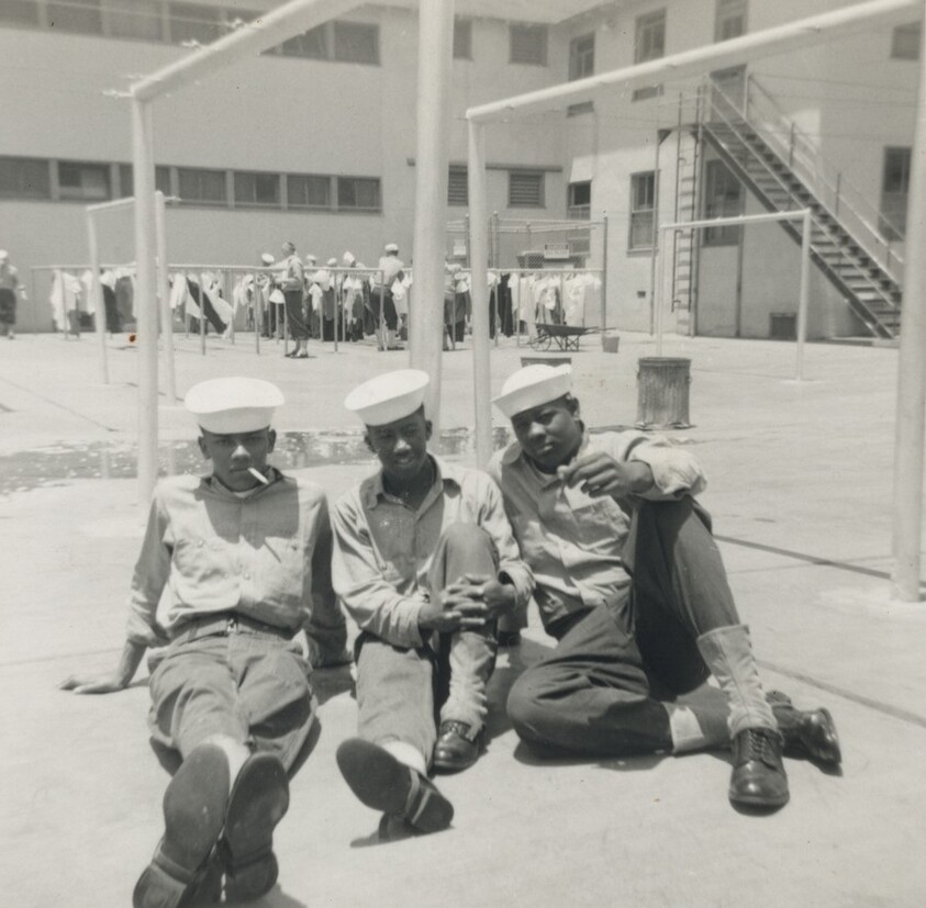 Untitled (Three sailors at Naval Training Center, San Diego)