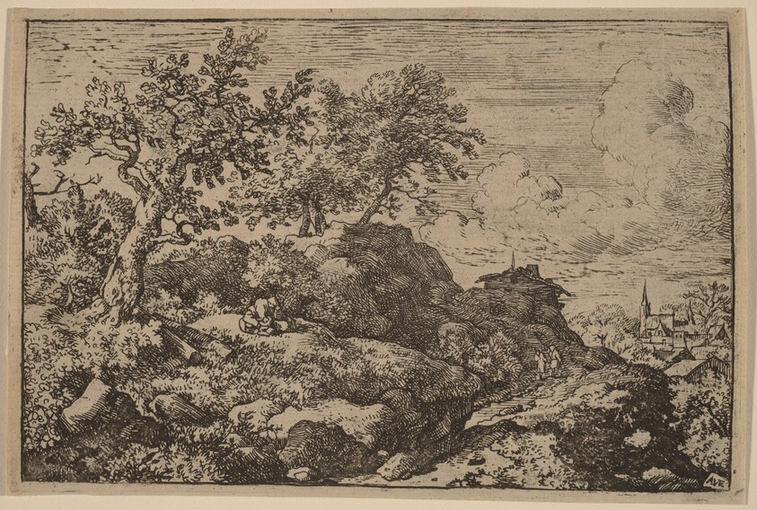 Two Peasants Seated on a Hill