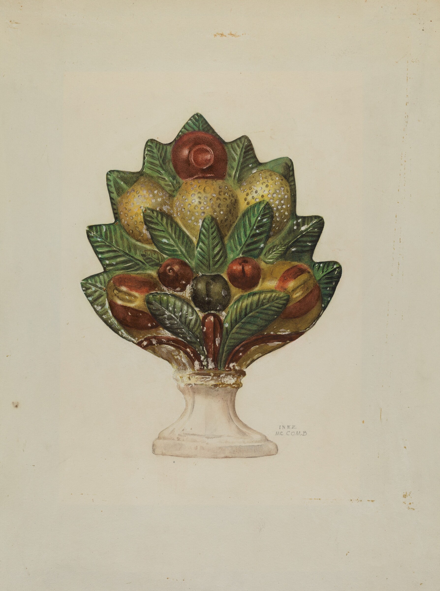 Pa. German Chalkware Mantel Ornament, Inez McCombs, c. 1938