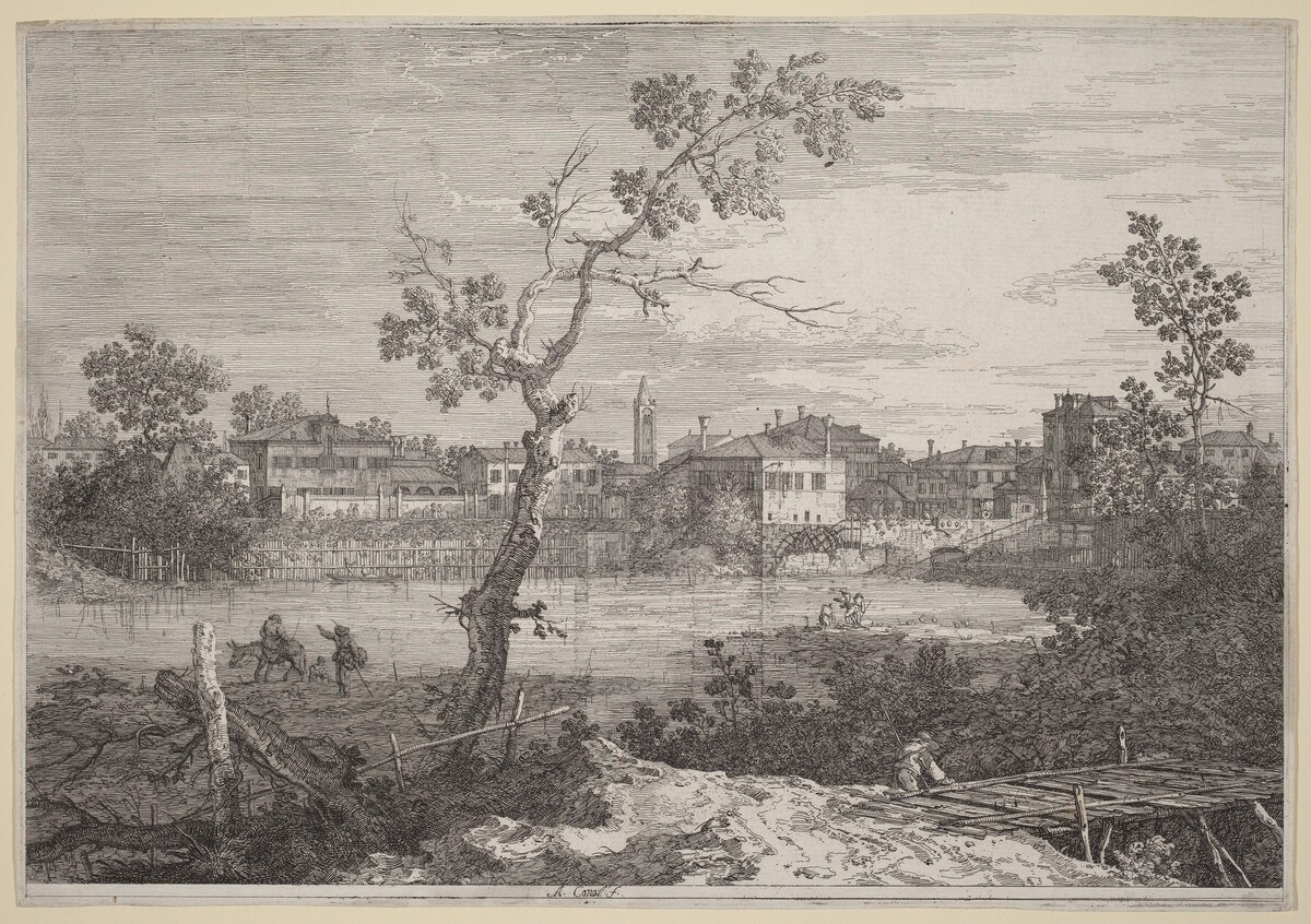View of a Town on a River Bank