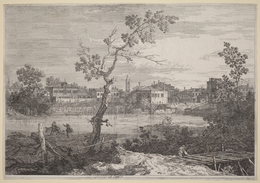 View of a Town on a River Bank